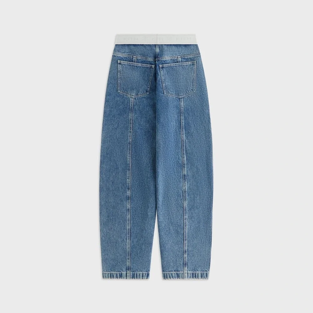 Kith Dana Logo Denim Pant Luka Wash Blue Wide Leg Jeans KHW060547-5078 Size 28 - Picture 2 of 16